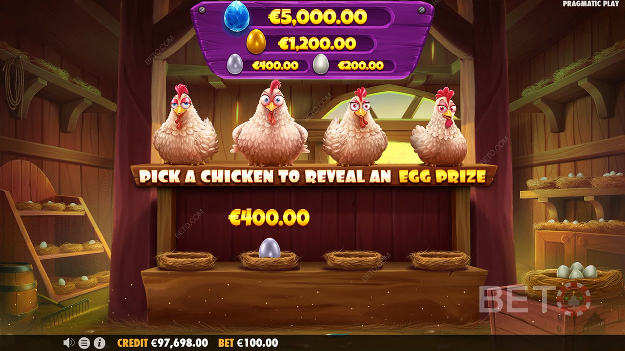 Giải thích về các tính năng thưởng trong Chicken Chase của Pragmatic Play
