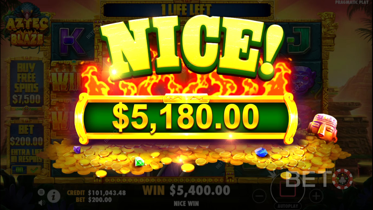 Thắng 2.000 lần tiền cược của bạn trong trò chơi đánh bạc trực tuyến Aztec Blaze!