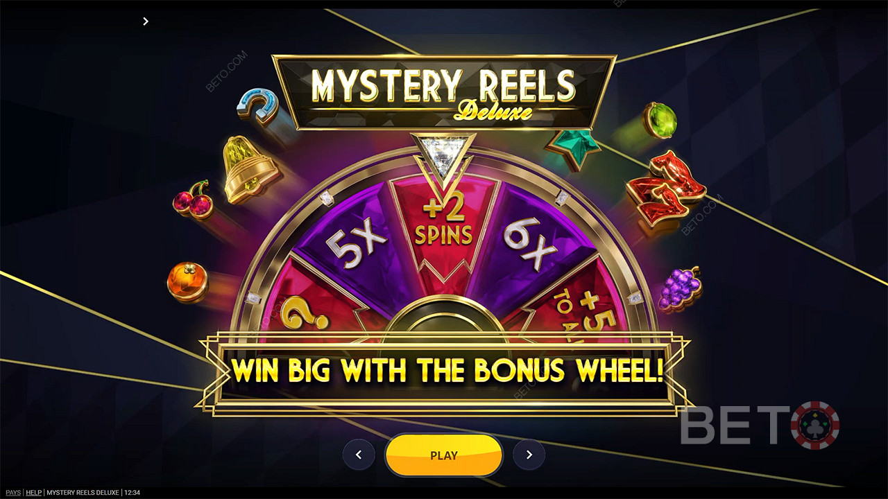 Quay Bánh xe thưởng và giành phần thưởng lớn trong máy đánh bạc Mystery Reels Deluxe