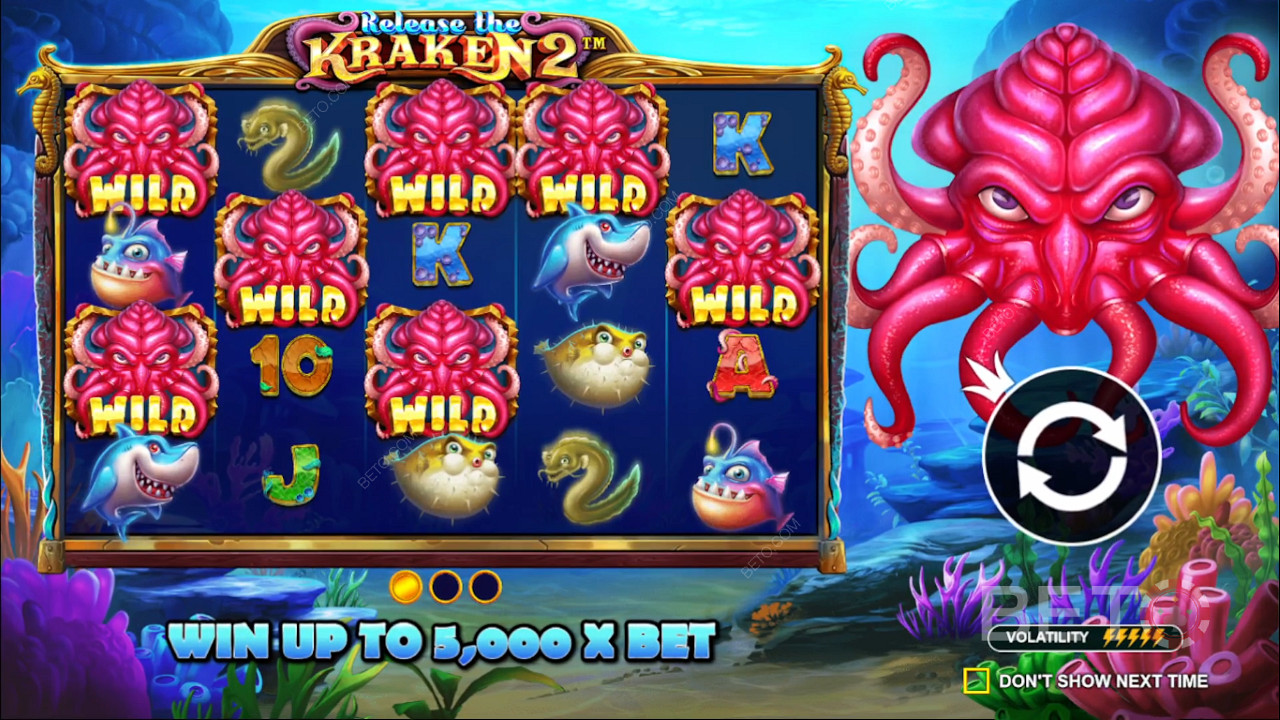 Tận hưởng các phần thưởng ngẫu nhiên trong máy đánh bạc Release the Kraken 2