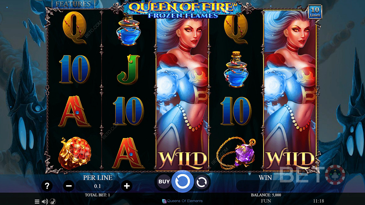 Tận hưởng việc mở rộng vùng hoang dã trong trò chơi cơ bản trong khe Queen of Fire - Frozen Flames