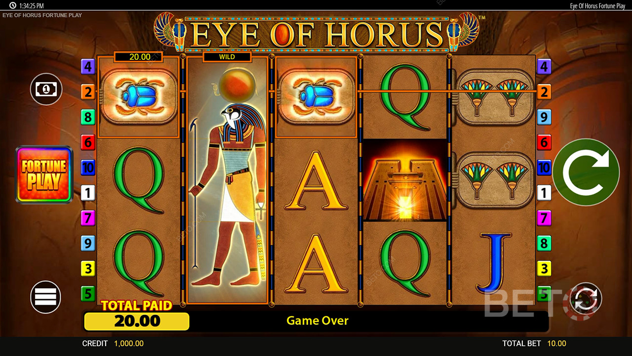 Thắng 50.000 lần tiền cược của bạn khi chơi trò chơi đánh bạc trực tuyến Eye of Horus Fortune!