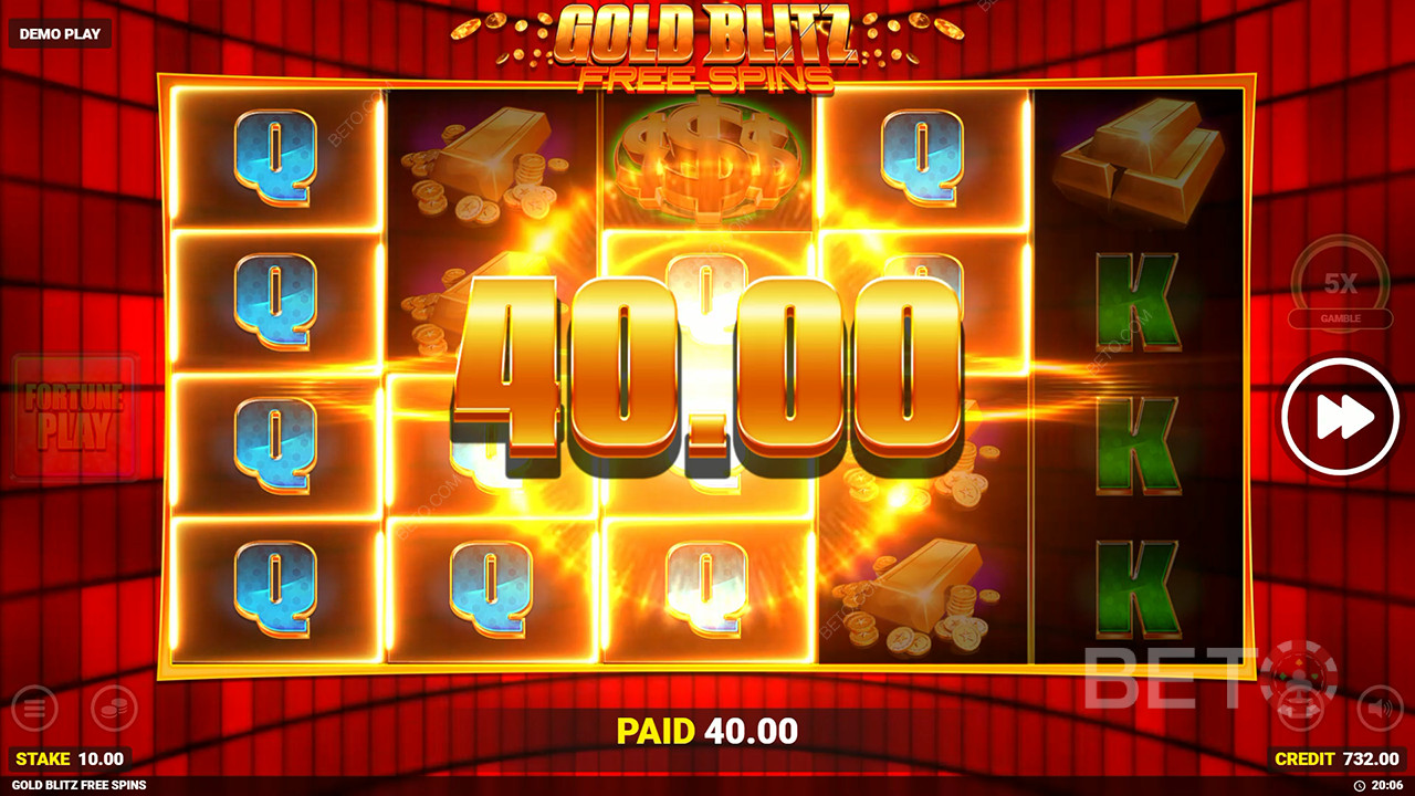 Thắng 50.000 lần tiền cược của bạn trong trò chơi quay miễn phí Gold Blitz!