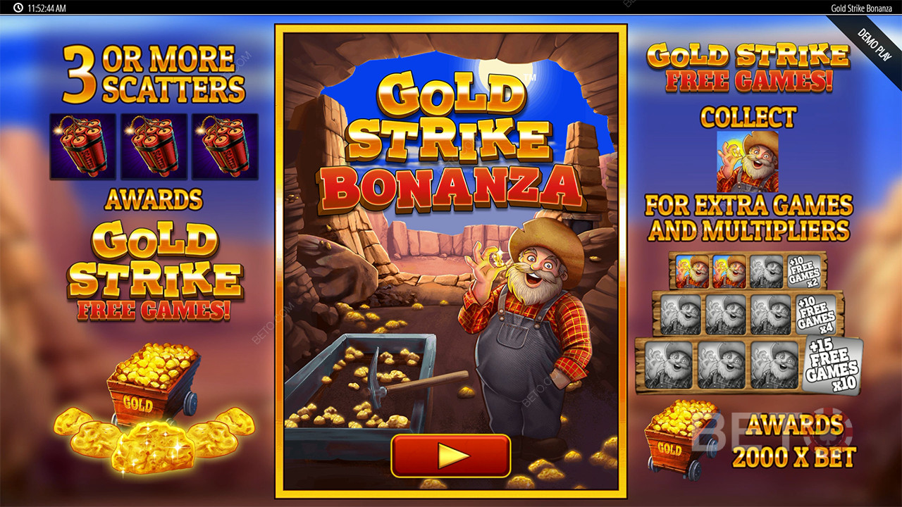 Các tính năng thưởng được giải thích trong Gold Strike Bonanza Fortune Play của Blueprint