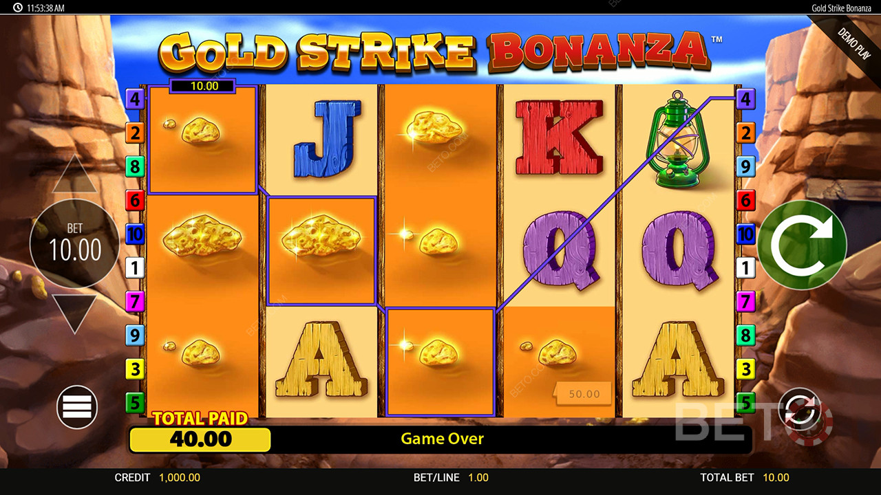 Thắng 2.500 lần tiền cược của bạn trong máy đánh bạc Gold Strike Bonanza Fortune Play!