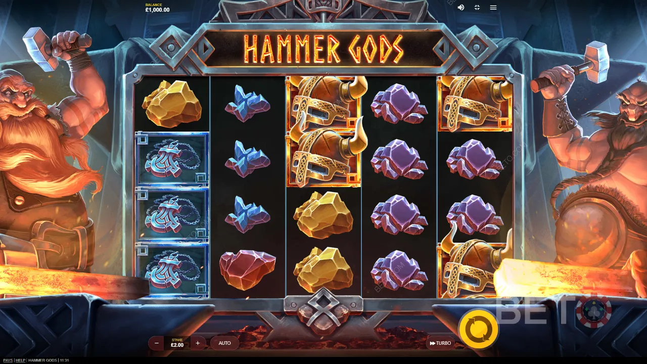 Trò chơi slot video Gameplay of Hammer Gods